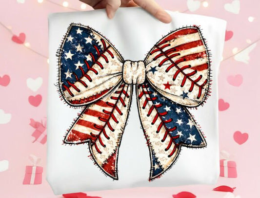 USA Flag Baseball Bow