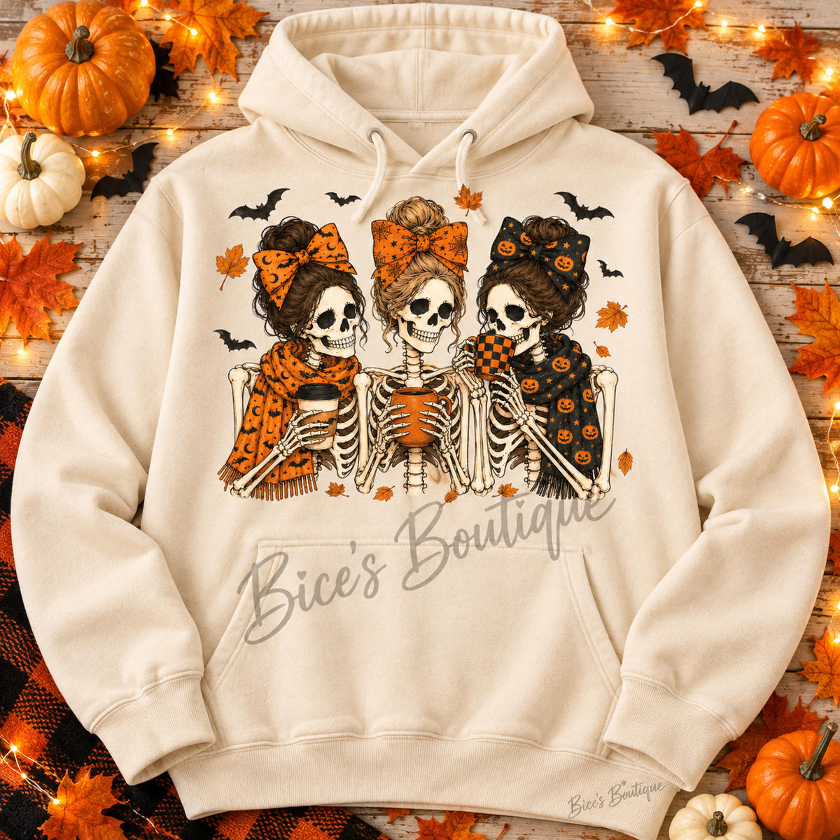 Halloween Skeleton Coffee Trio Hoodie