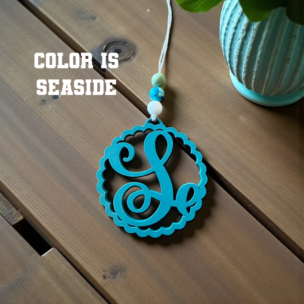 🚗 Monogram Wooden Car Charm 🌿✨