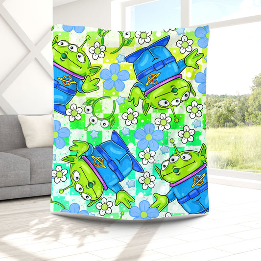 Adorable Space Alien Fleece Throw Blanket | 40x50 Cozy Blanket