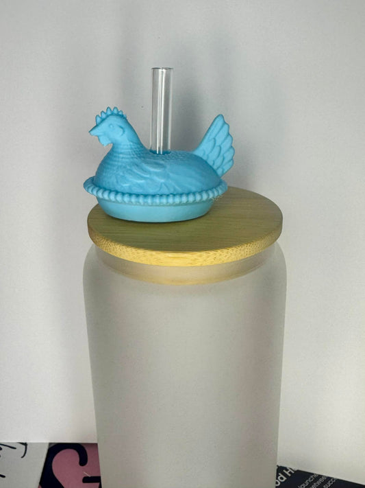 Hen Straw Topper – Farmhouse Cute Tumbler Accessory