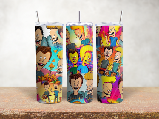 90s Edgy Cartoon Duo Tumbler – Retro Grunge Style 20oz Skinny Tumbler