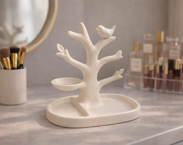 Bird Branch Jewelry Holder Tray | Nature Inspired Ring & Necklace Organizer | Minimalist 3D Printed Vanity Décor