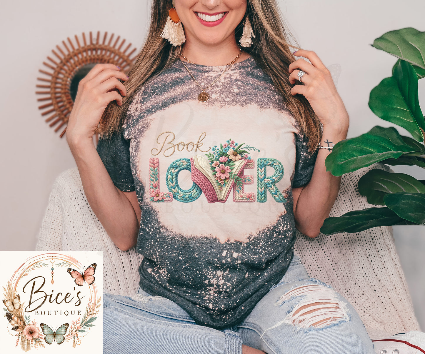 Book Lover Bleached Graphic T-Shirt | Floral Reading Tee | Cozy Bookish Unisex Shirt | Gift for Readers