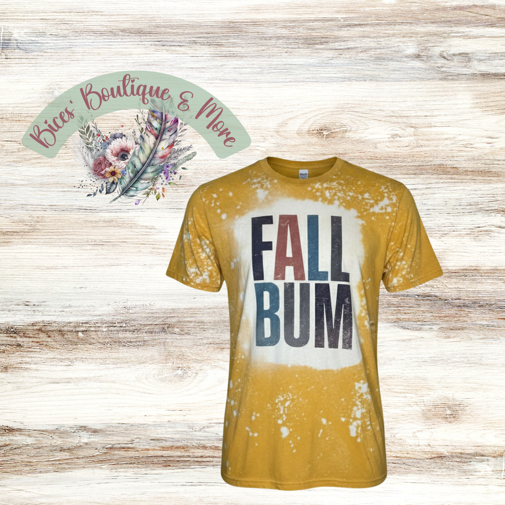 “Fall Bum Bleached Tee – Retro Autumn Graphic T-Shirt”