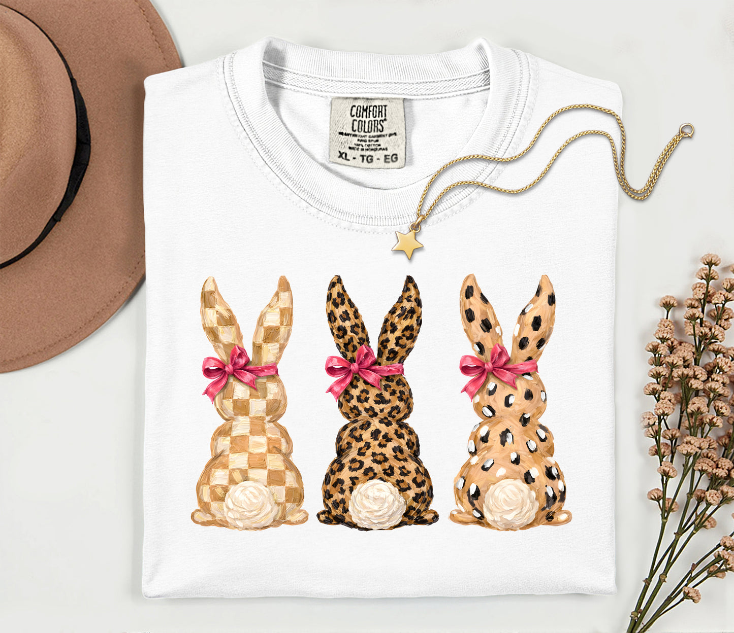 Patterned Bunny Trio Graphic Tee