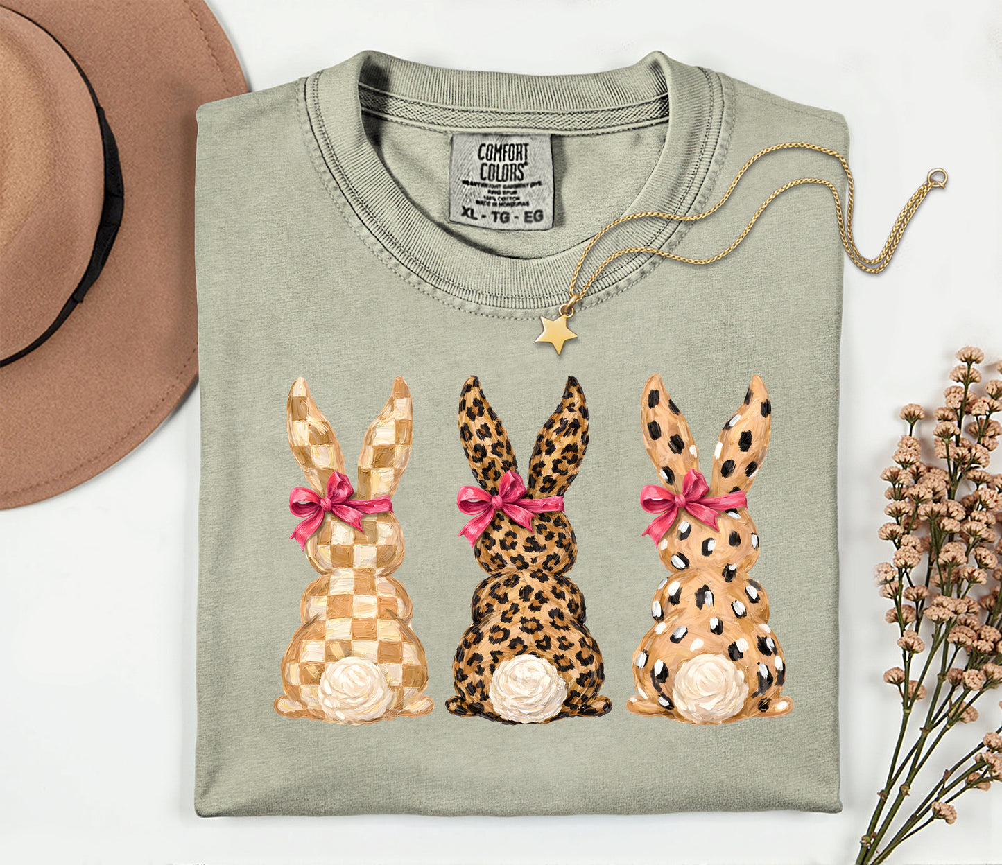 Patterned Bunny Trio Graphic Tee