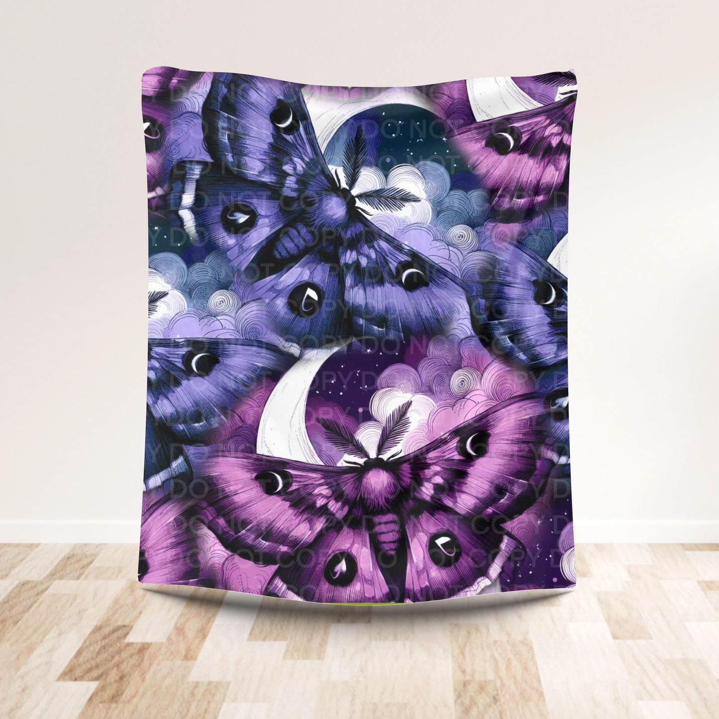 Purple Butterfly Moon Plush Blanket – Dreamy Galaxy Aesthetic Throw