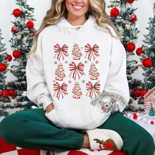 🍬 Peppermint Tree & Bow Christmas Hoodie 🎄✨