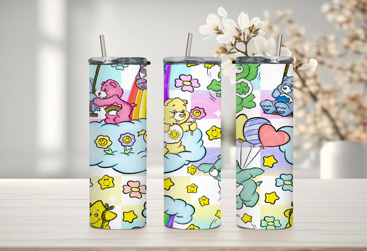 Cheerful Cloud Bear Tumbler – 20oz Skinny Stainless Steel Tumbler