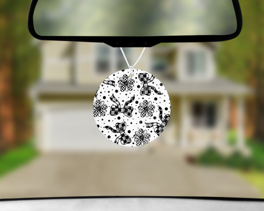 Checkered Bow Car Freshie – Felt Air Freshener