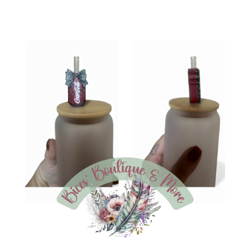 Festive Soda Bottle Straw Topper with Bow – 3D Printed Holiday Accessory