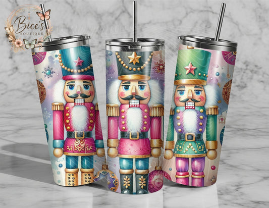 Colorful Nutcracker Christmas 20oz Tumbler – Pink, Teal & Purple Holiday Tumbler