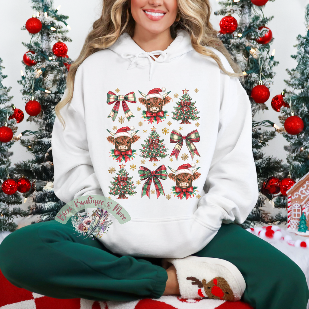 🎅 Festive Highland Cow Christmas Hoodie 🐮🎀