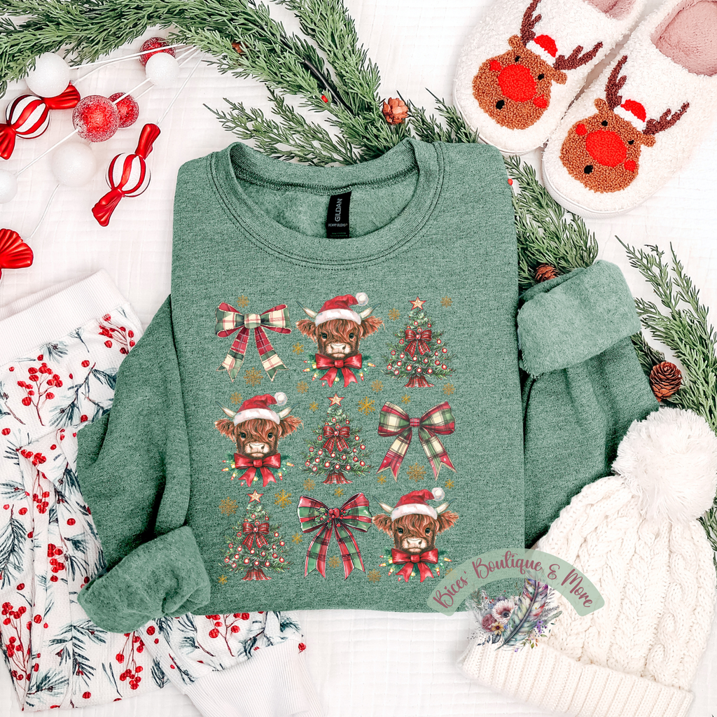 🎄 Highland Cow Christmas Crewneck 🐮✨