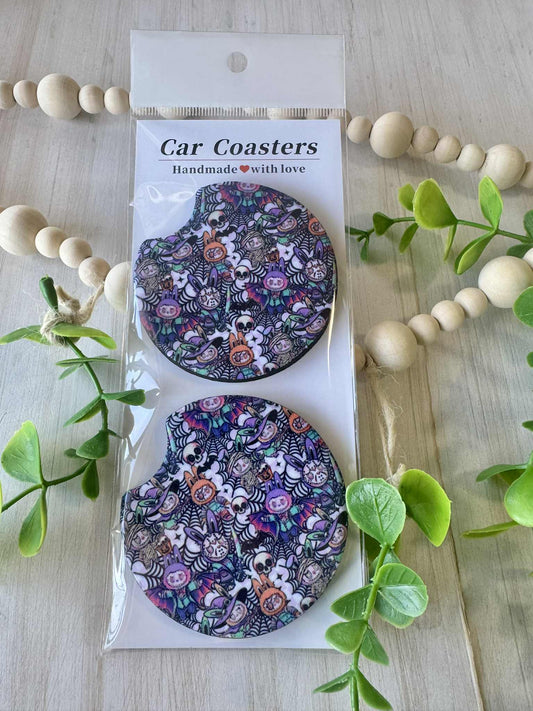 Haunted Fun Halloween Car Coasters