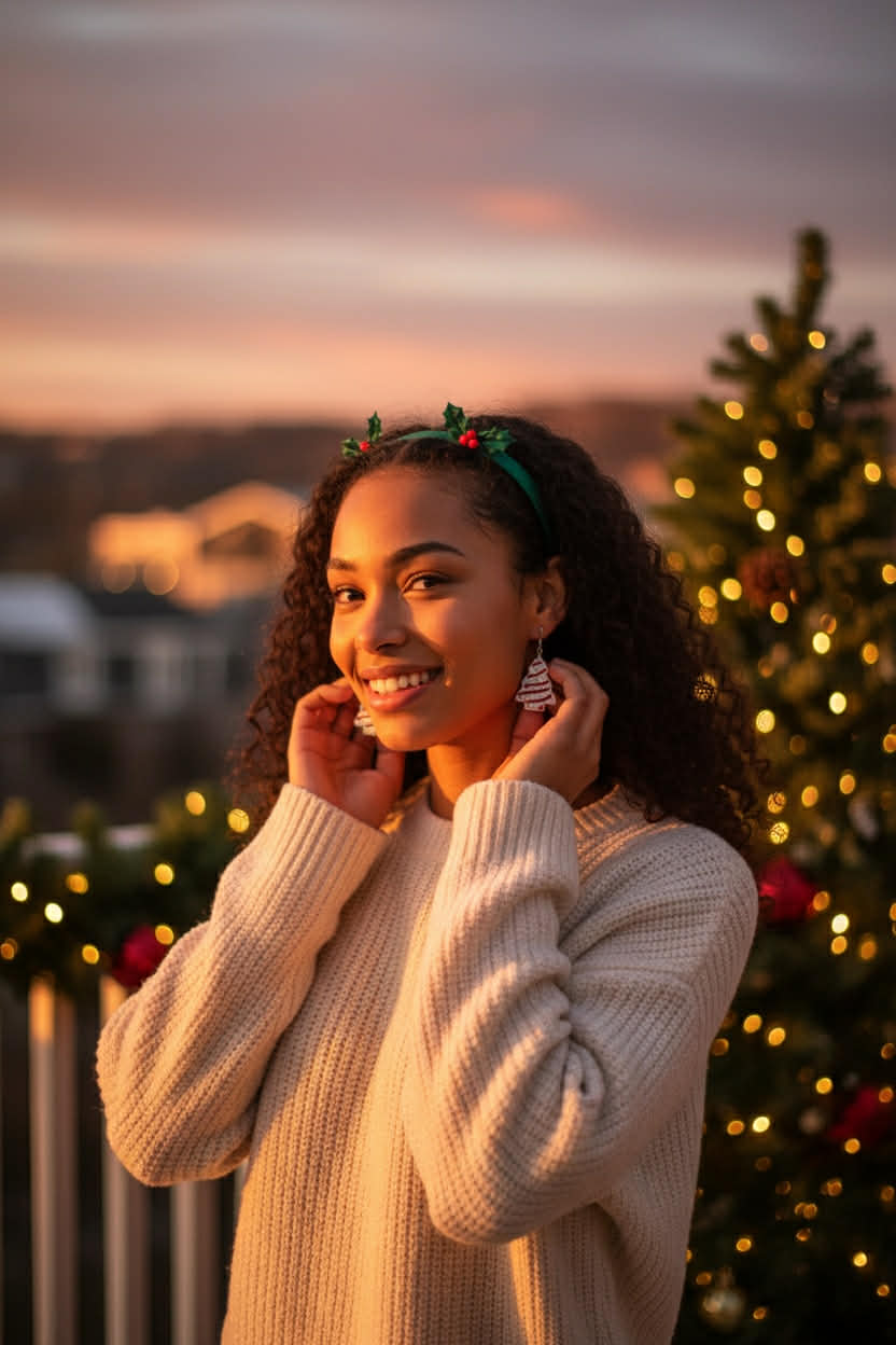 🎄 Christmas Tree Earrings – Lightweight 3D Printed Holiday Jewelry