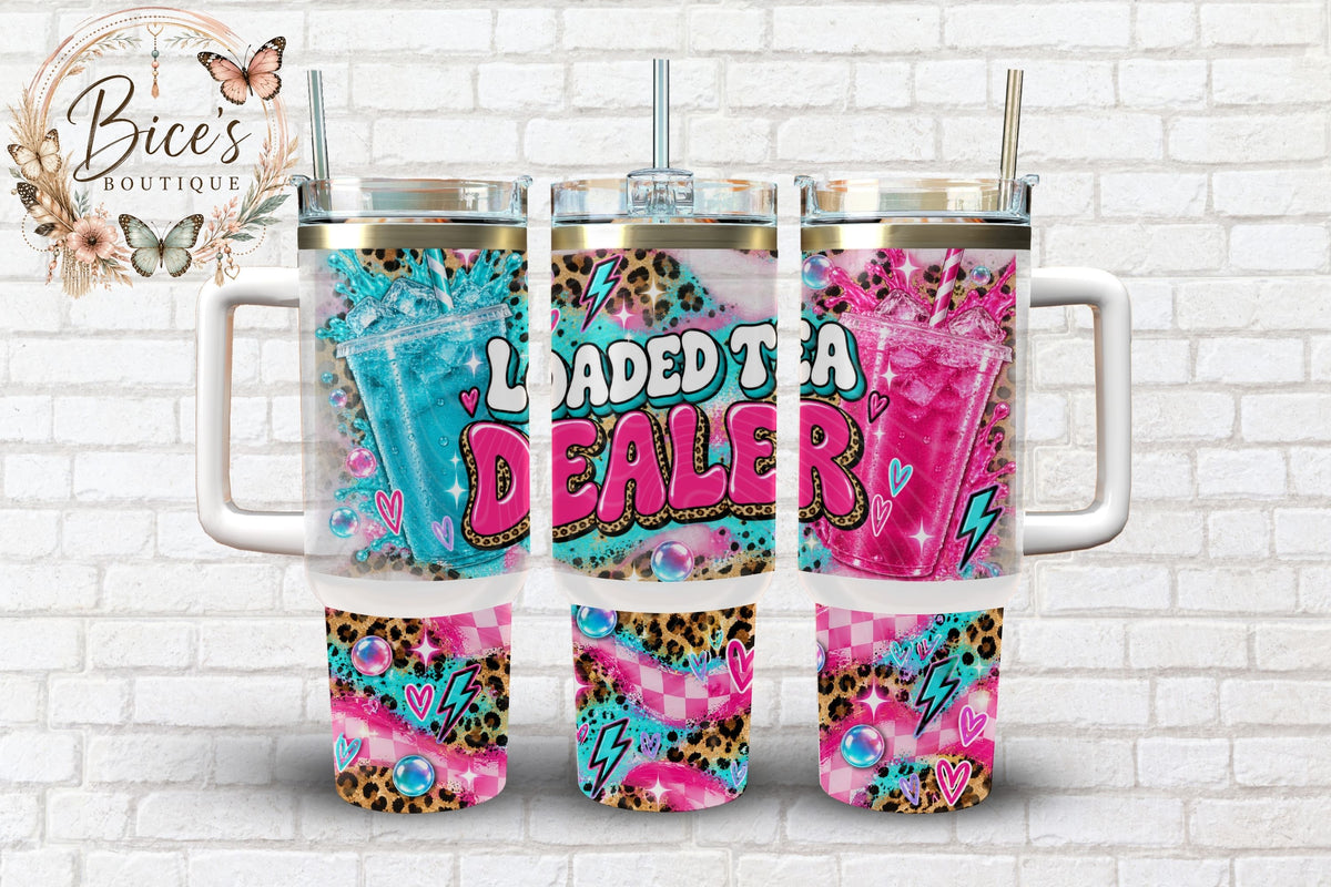 Loaded Tea Dealer 40oz Cheetah & Checkered Tumbler