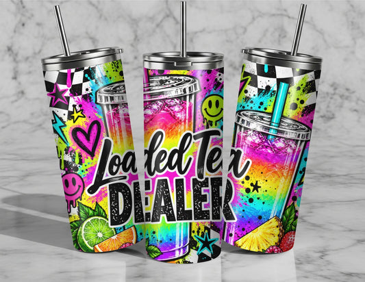 Loaded Tea Dealer Neon Checkered 20oz Tumbler