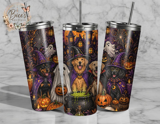 Witchy Dog Crew 20oz Tumbler – Spooky Halloween Dogs Tumbler