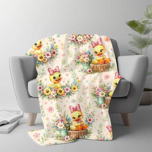 Vintage Floral Duckling Blanket | Cottagecore Home Décor Throw