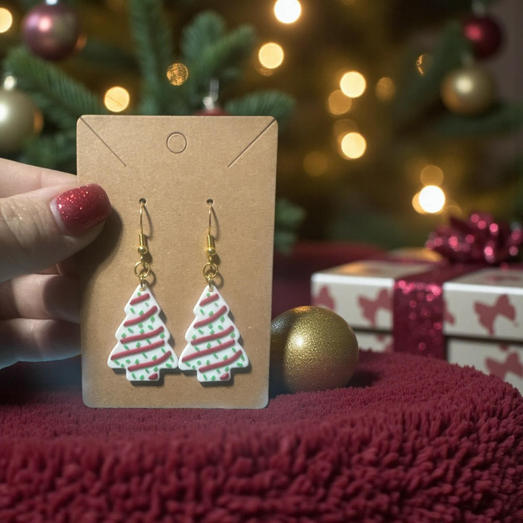 🎄 Christmas Tree Earrings – Lightweight 3D Printed Holiday Jewelry