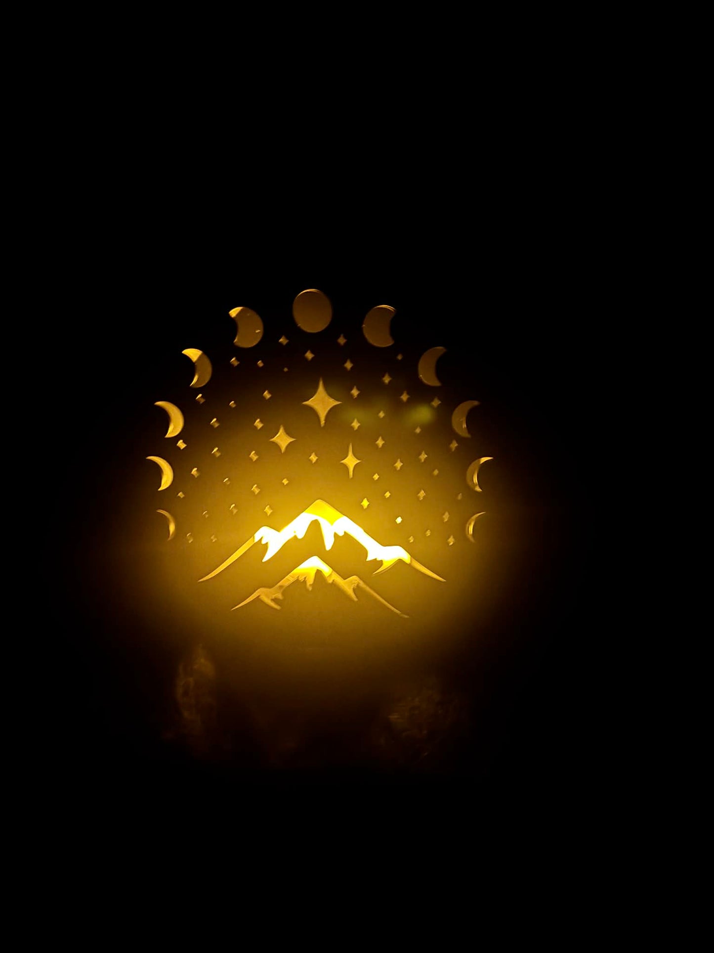 Celestial Moon Phases Mountain Decor – 3D Printed Shelf Art