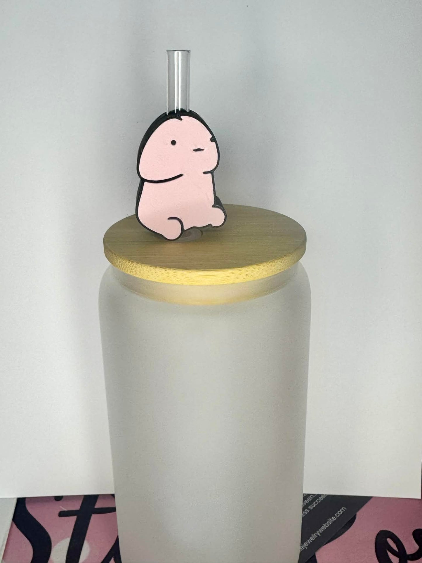 Cute Pink Peenie Straw Topper