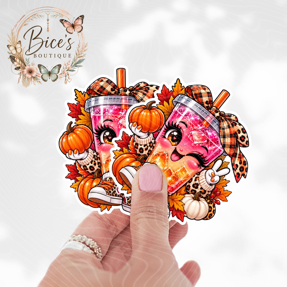 Fall Loaded Tea Girl UV DTF Decal – 3.5"