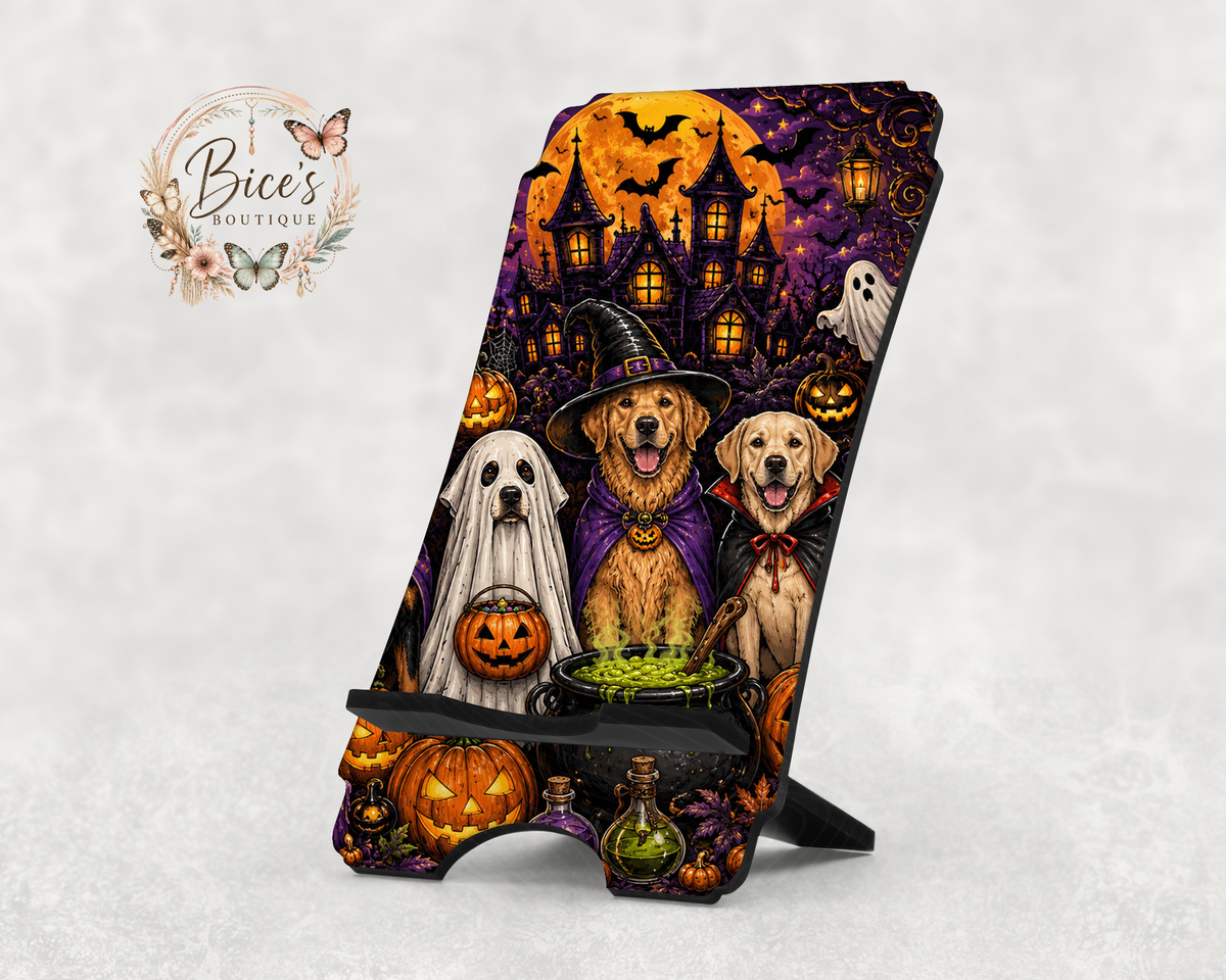 Howl-O-Ween Dog Phone Stand – Spooky Halloween Design