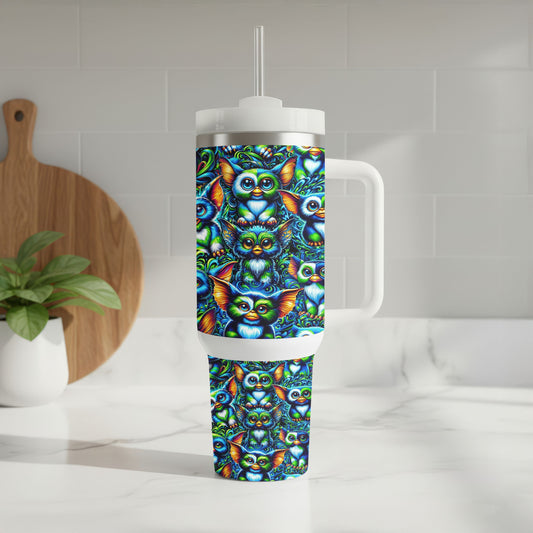 Mystical Creature Pattern Tumbler | 40oz Insulated Stainless Steel Cup with Handle