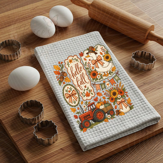 Hello Fall Goose Kitchen Towel – Farmhouse Autumn Décor