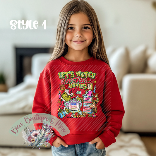 Kids Christmas Movie Night Sweatshirt – Cozy Retro Holiday Crewneck
