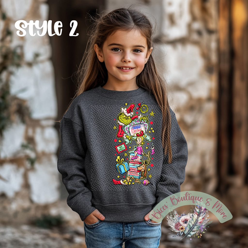 Kids Christmas Movie Night Sweatshirt – Cozy Retro Holiday Crewneck