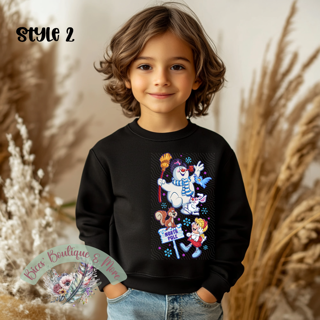Kids Frosty Winter Wonderland Sweatshirt – Retro Snowman Christmas Crewneck