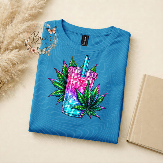Loaded Tea & Cannabis Leaf T-Shirt – Colorful 420 Graphic Tee