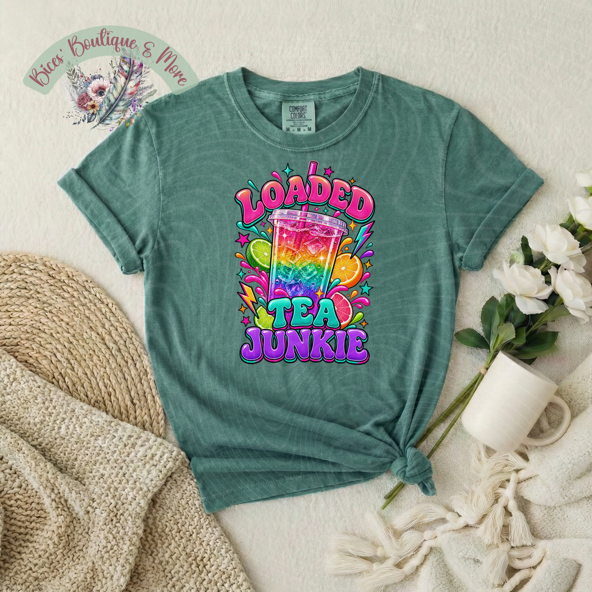 Loaded Tea Junkie Colorful Graphic T-Shirt