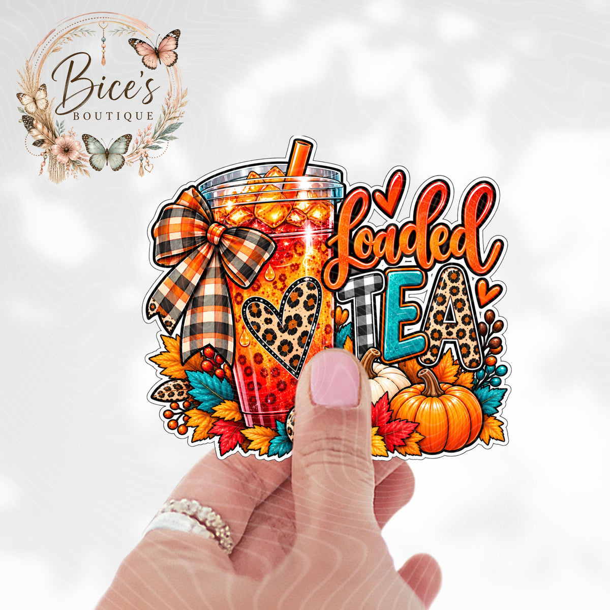 Fall Loaded Tea UV DTF Decal – 3.5" Wide