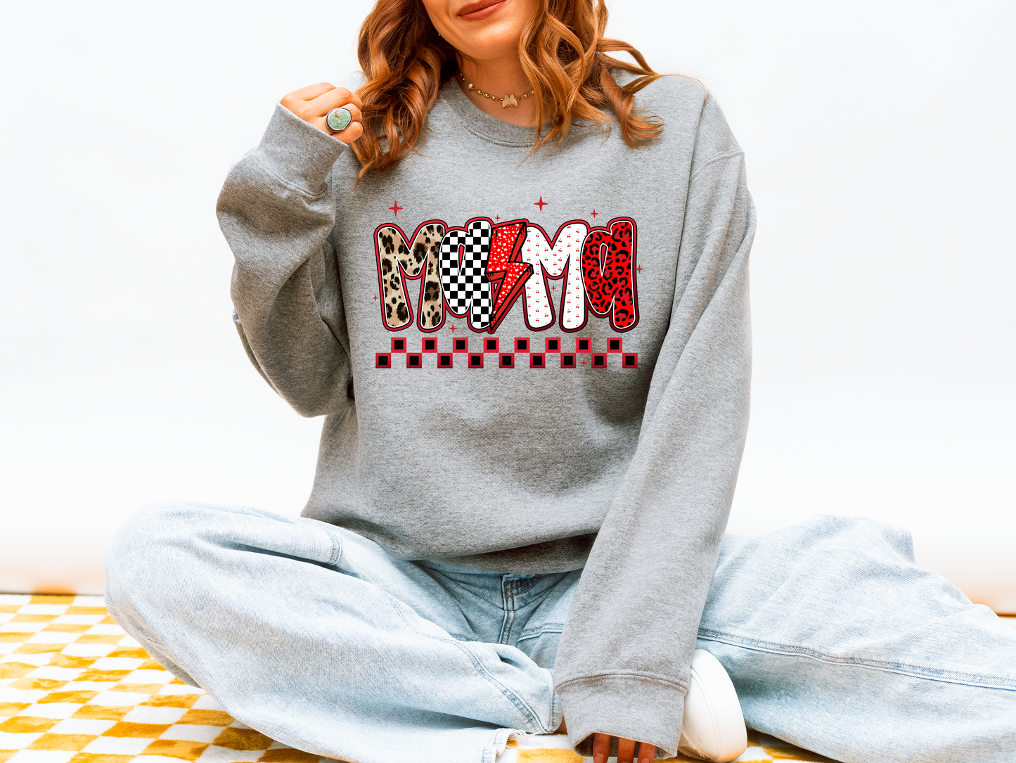 Bold Mama Graphic Sweatshirt | Pattern Letter Crewneck
