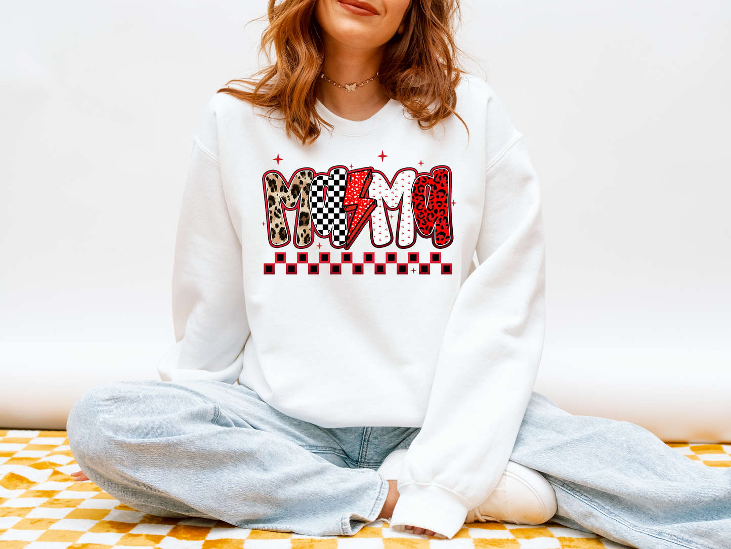 Bold Mama Graphic Sweatshirt | Pattern Letter Crewneck