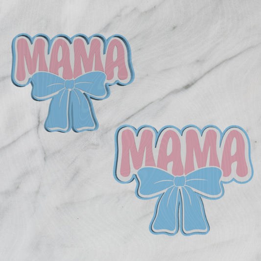 Mama Trinket Tray | Pink & Blue Bow Jewelry Dish | Cute Gift for Mom