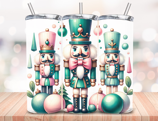 Pastel Nutcracker Christmas 20oz Tumbler – Pink & Teal Holiday Tumbler