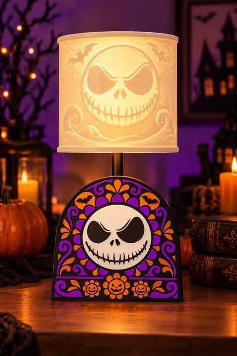 Spooky Stitched Skull LED Accent Lamp – Halloween Décor
