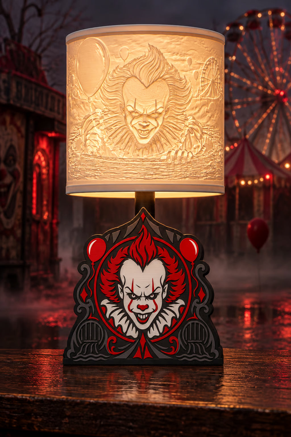 Sinister Carnival Clown LED Accent Lamp – Horror Décor