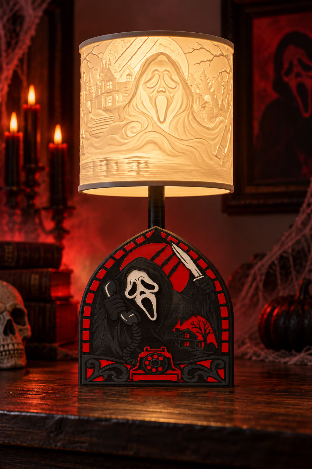 Masked Caller Horror LED Accent Lamp – Spooky Halloween Décor