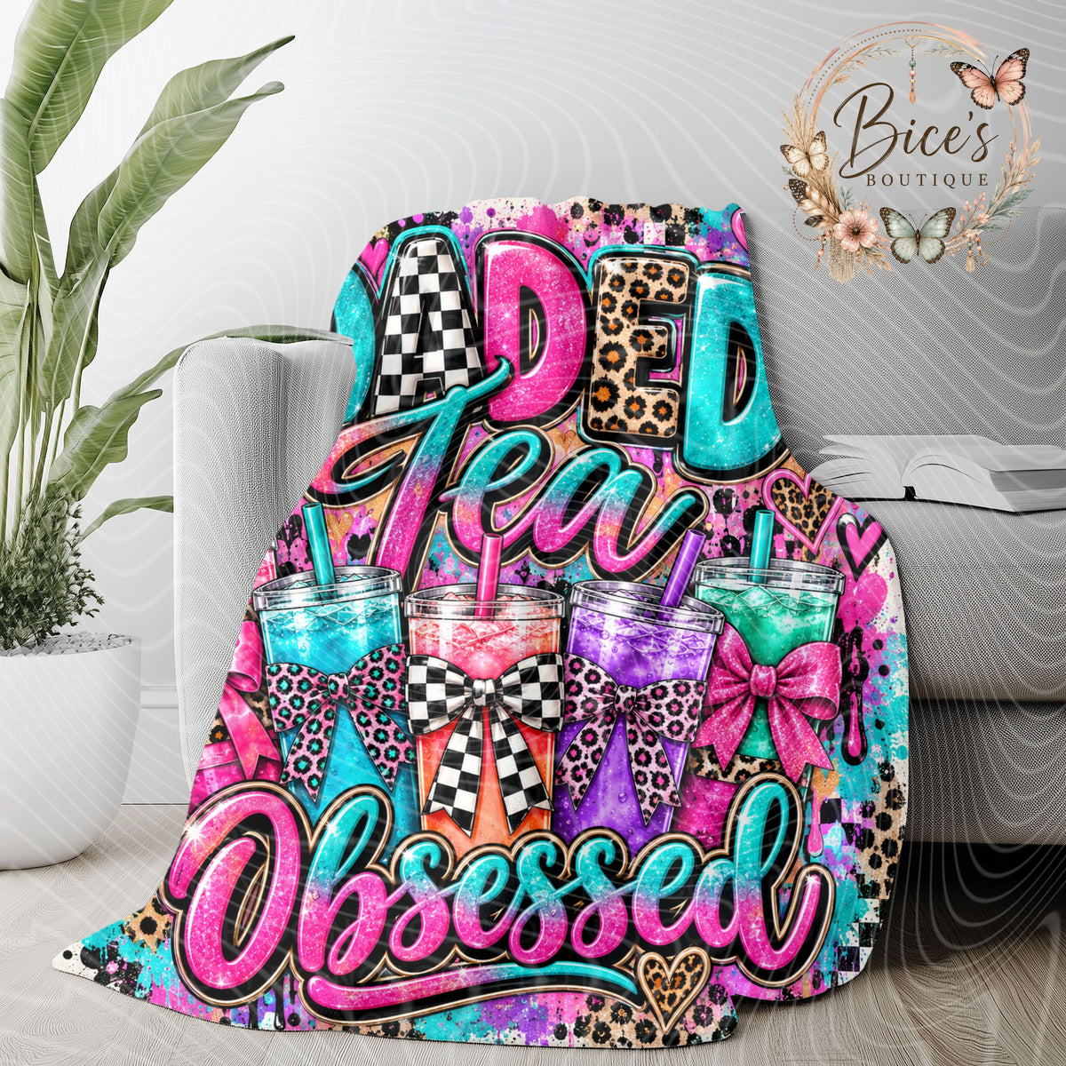 Loaded Tea Obsessed Colorful Throw Blanket