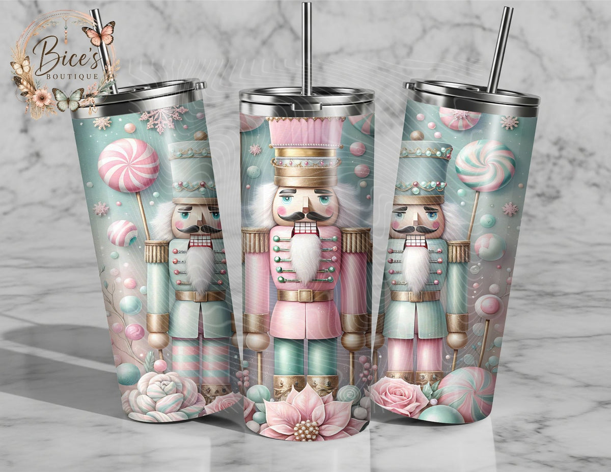 Candyland Nutcracker 20oz Tumbler – Pink & Mint Pastel Christmas