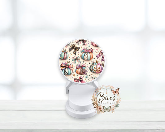 Pretty Pumpkins Phone Grip – Pastel Bows & Leopard Fall Design