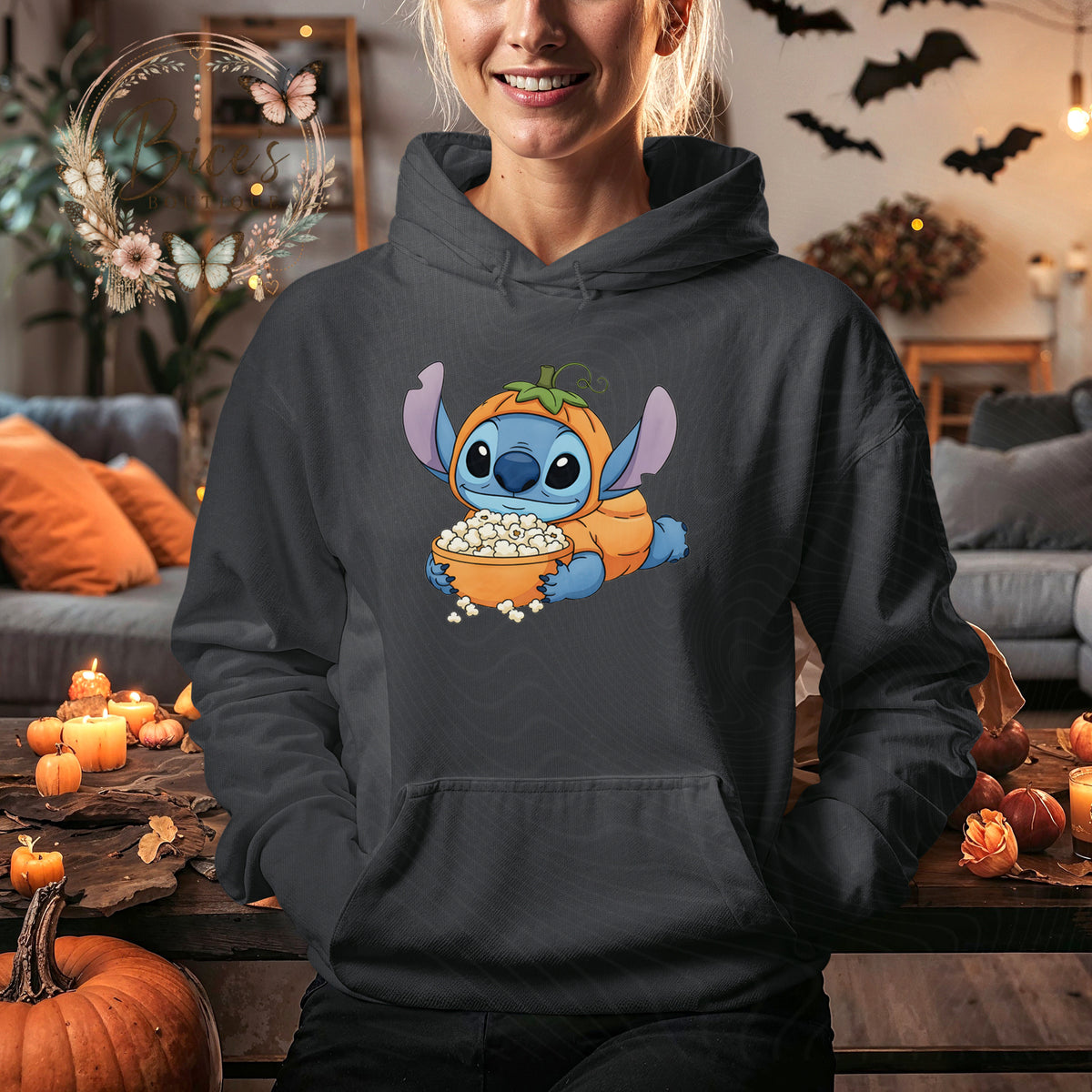 Cute Blue Alien Pumpkin Halloween Hoodie – Fall Movie Night Sweatshirt