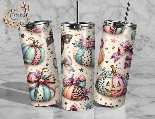Pumpkin Cutie 20oz Tumbler – Pastel Leopard Halloween Tumbler